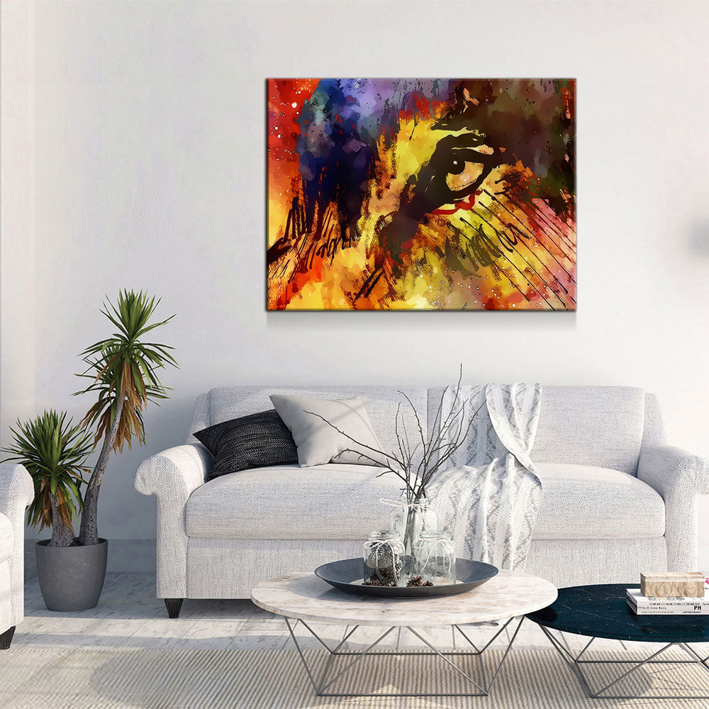 Eye Of The Wolf Abstract Canvas Wall Art, Wolves, Wolf Lover Canvas, Abstract Decor, Wolves art - Royal Crown Pro