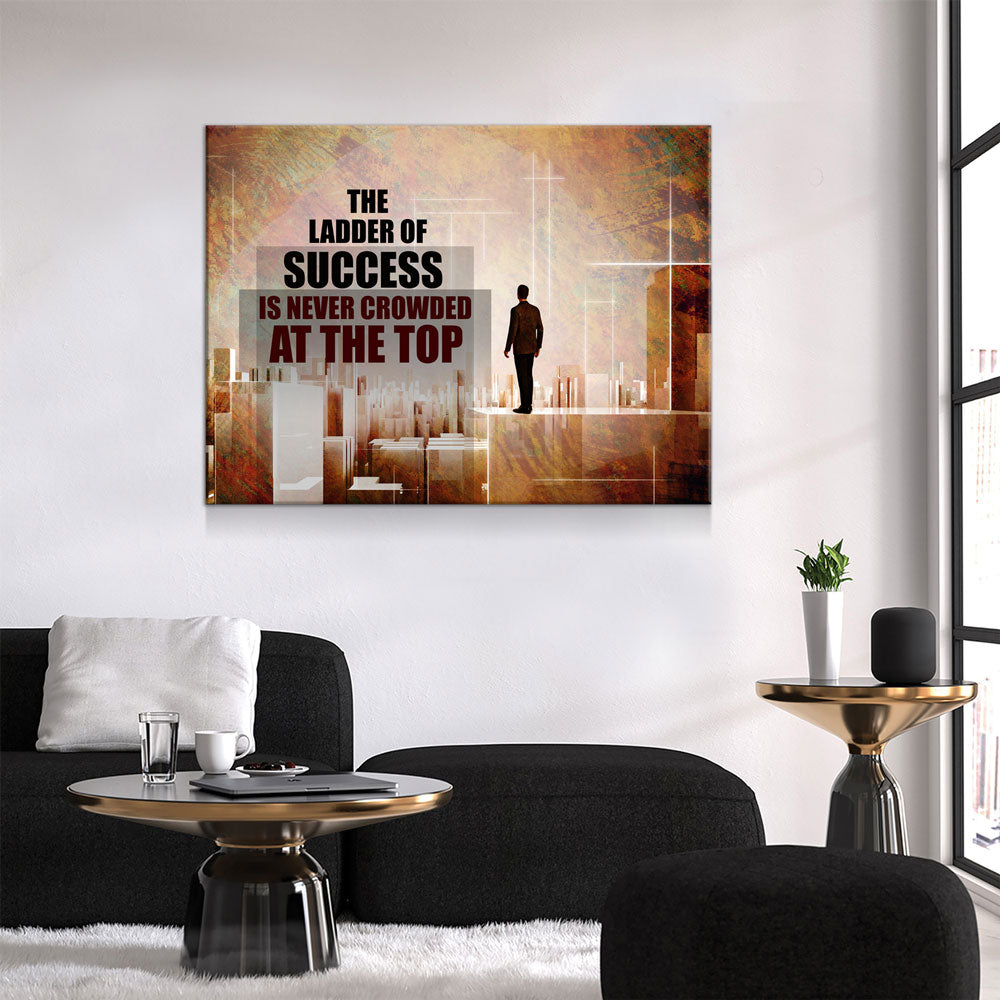 The Ladder Of Success Is Never Crowded At The Top Canvas Wall Art, Office Decor, Motivational Quotes, Motivational Wall Decor, Success - Royal Crown Pro