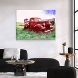 Old Red Farm Truck Abstract Framed Canvas Wall Art Farm Art Truck Art