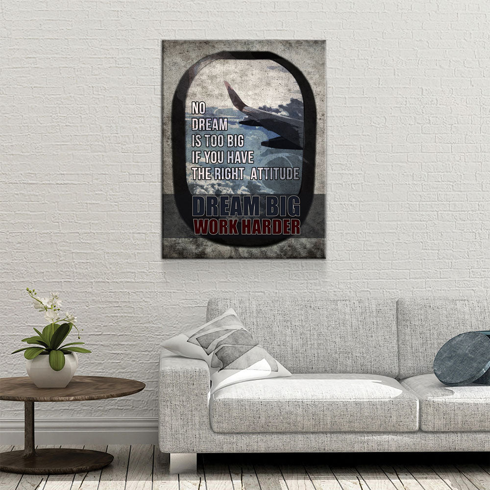 Dream Big Work Harder Canvas Wall Art, Motivational Decor, Motivational Quotes, Inspirational Art, Success Wall Art, Office Decor - Royal Crown Pro