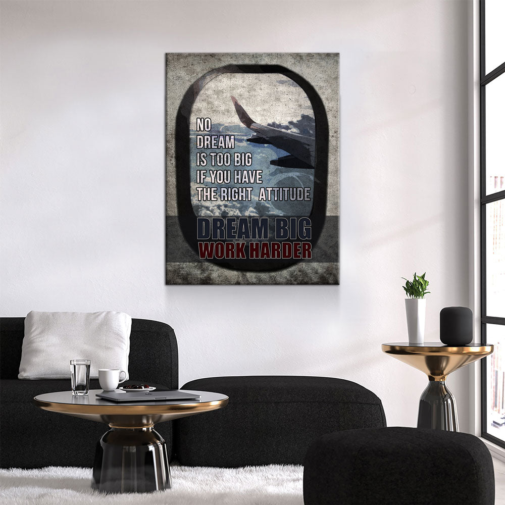 Dream Big Work Harder Canvas Wall Art, Motivational Decor, Motivational Quotes, Inspirational Art, Success Wall Art, Office Decor - Royal Crown Pro