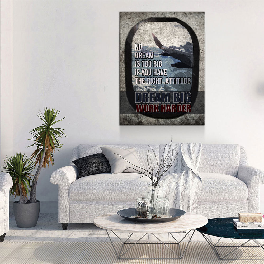 Dream Big Work Harder Canvas Wall Art, Motivational Decor, Motivational Quotes, Inspirational Art, Success Wall Art, Office Decor - Royal Crown Pro