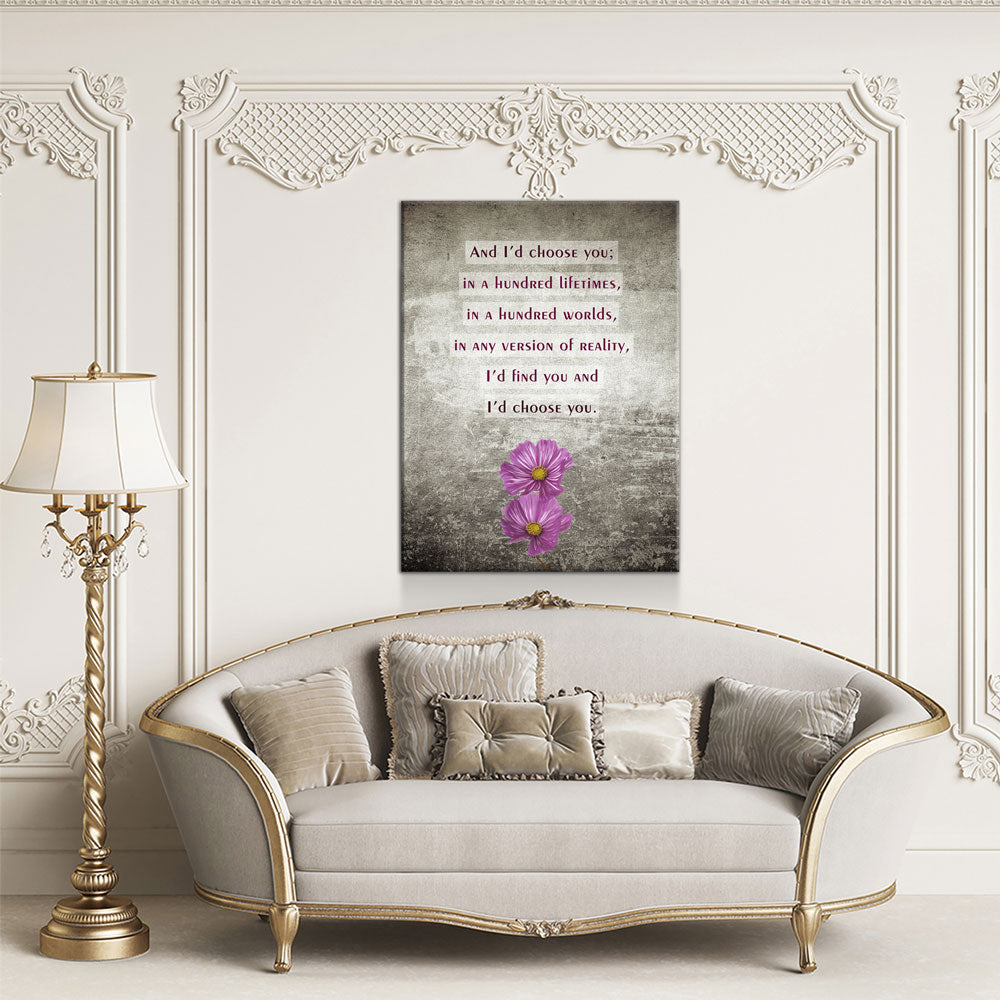 And I'd Choose You In A Hundred Lifetimes Canvas Wall Art, Couples Art, Anniversary Gift, Romantic Art, Romantic Gifts - Royal Crown Pro