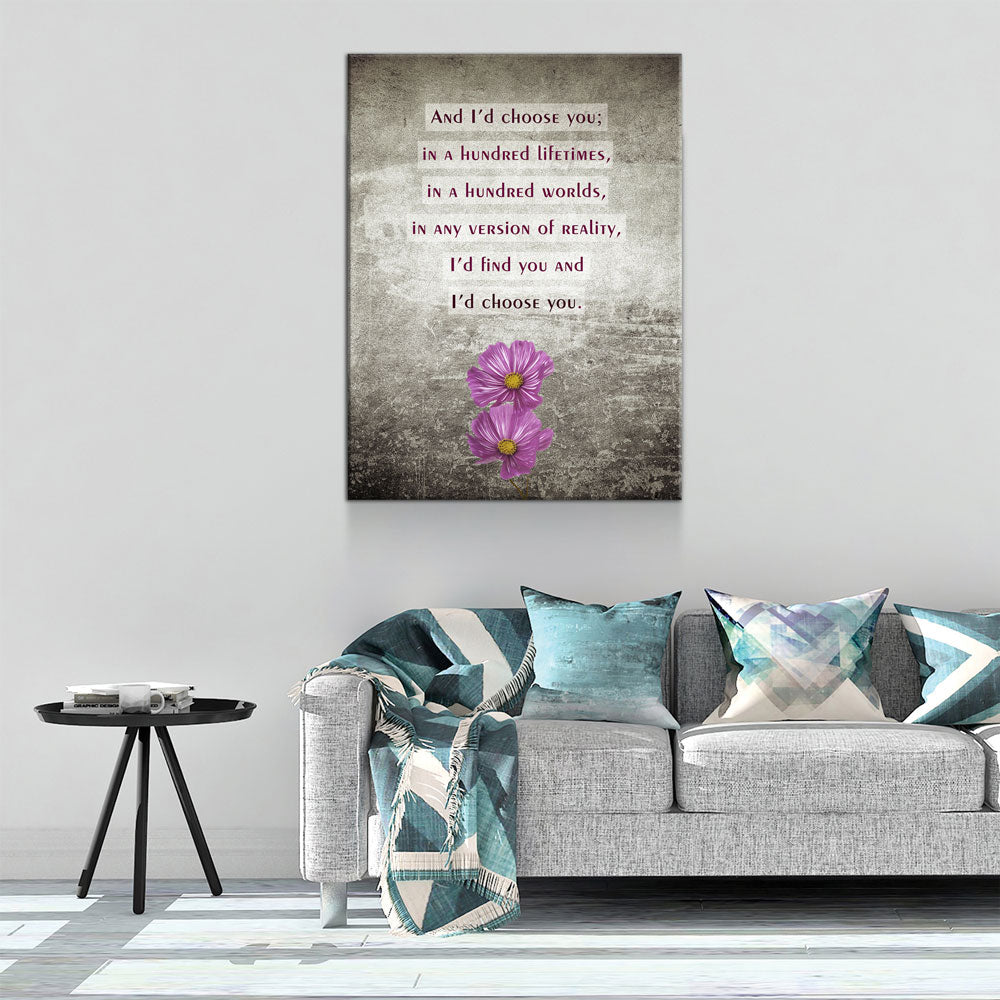 And I'd Choose You In A Hundred Lifetimes Canvas Wall Art, Couples Art, Anniversary Gift, Romantic Art, Romantic Gifts - Royal Crown Pro