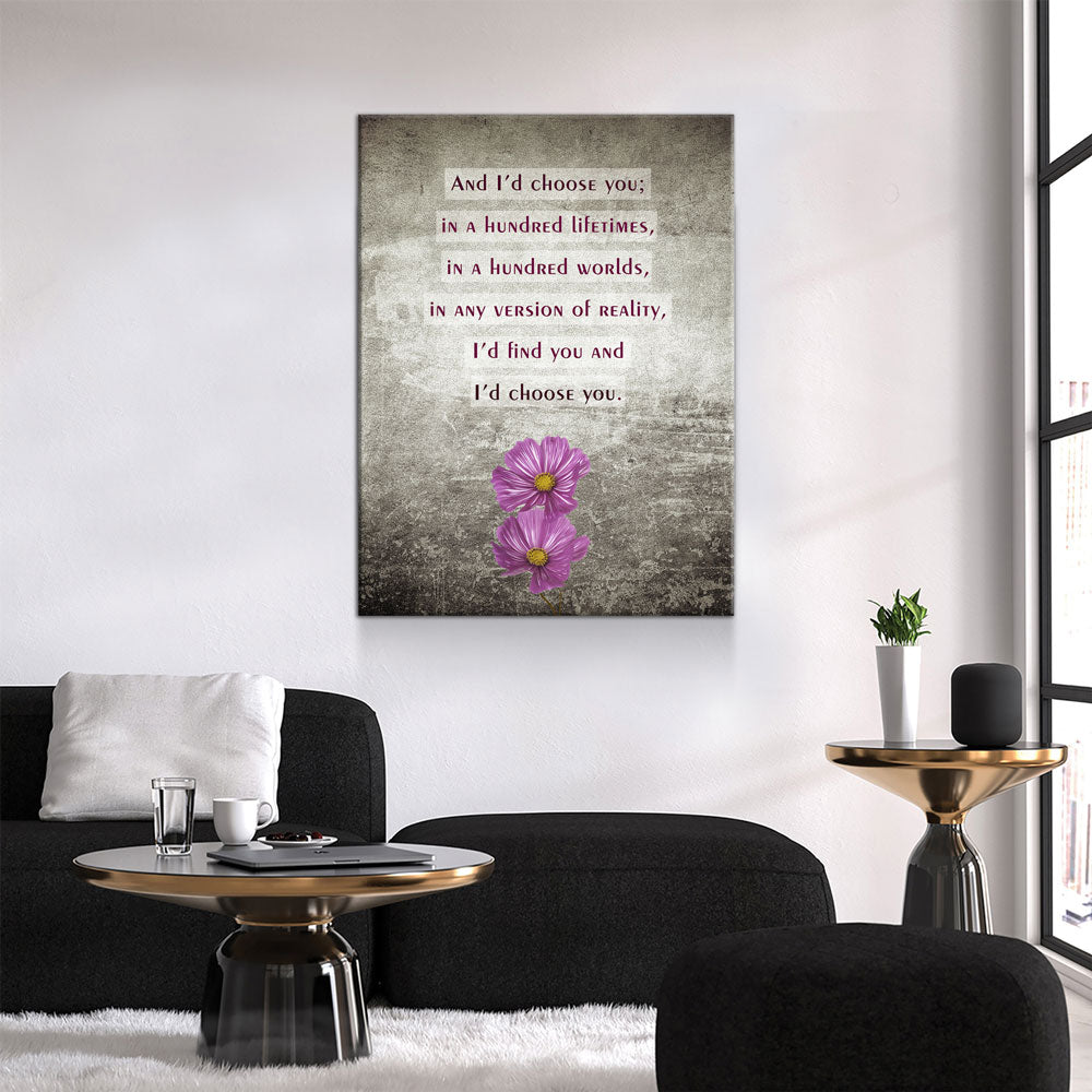 And I'd Choose You In A Hundred Lifetimes Canvas Wall Art, Couples Art, Anniversary Gift, Romantic Art, Romantic Gifts - Royal Crown Pro