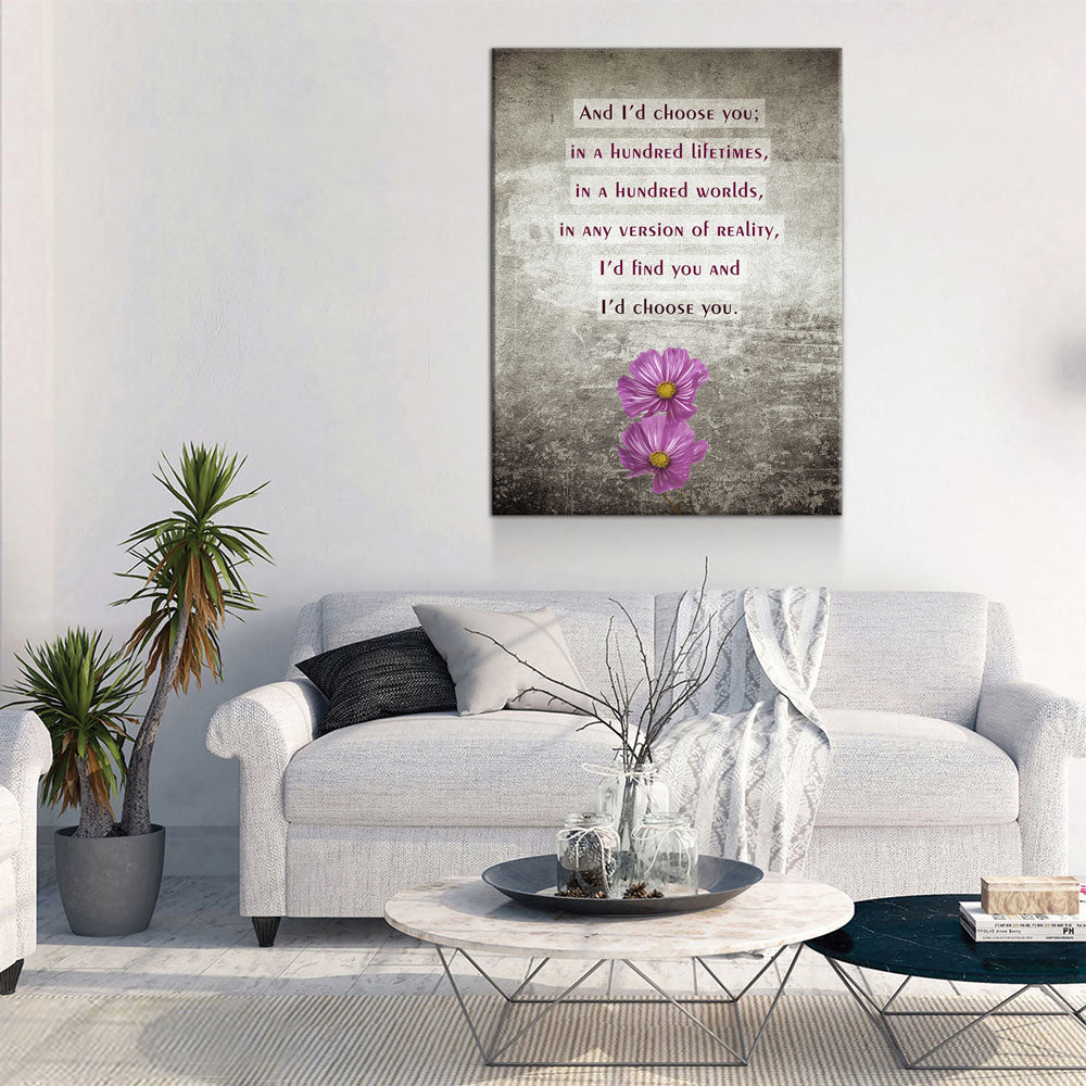 And I'd Choose You In A Hundred Lifetimes Canvas Wall Art, Couples Art, Anniversary Gift, Romantic Art, Romantic Gifts - Royal Crown Pro