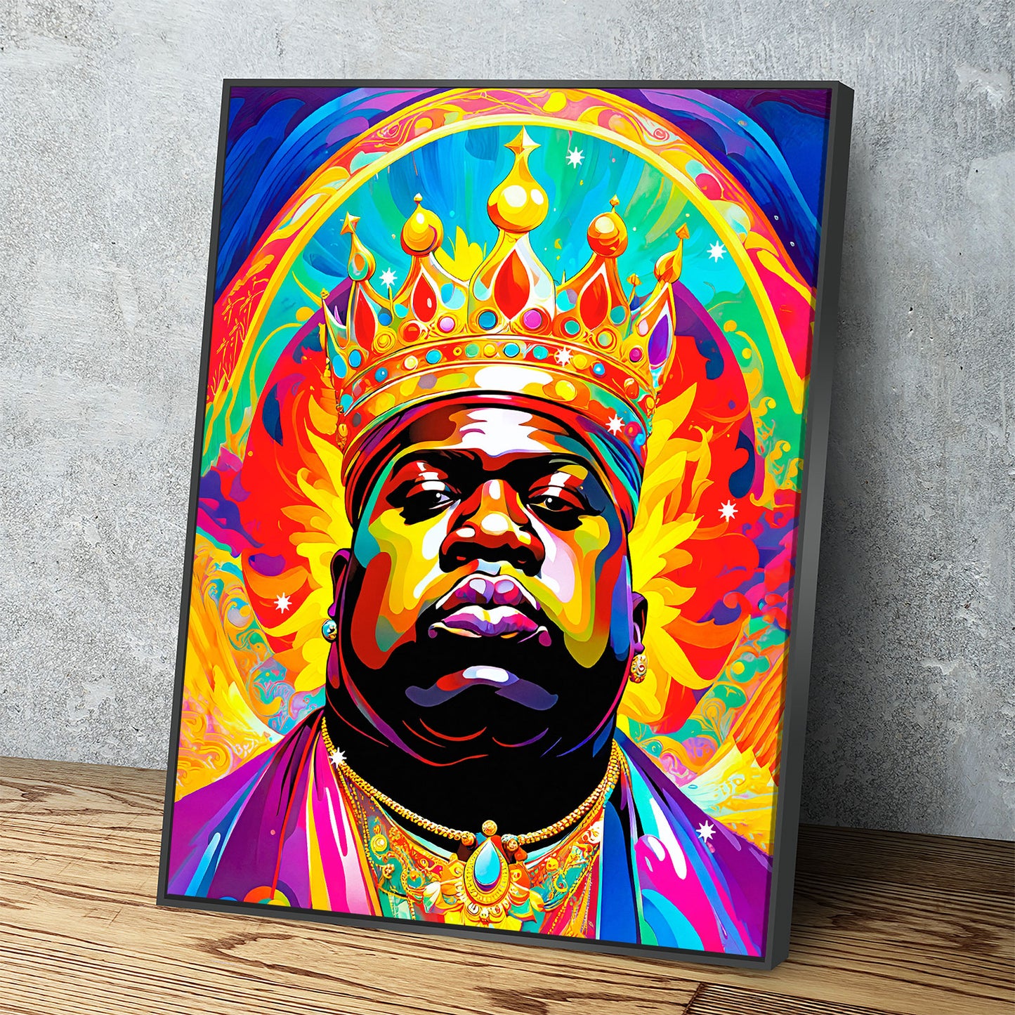 Notorious B.I.G. Canvas Wall Art, Abstract Biggie, Music Decor, Pop Decor - Royal Crown Pro