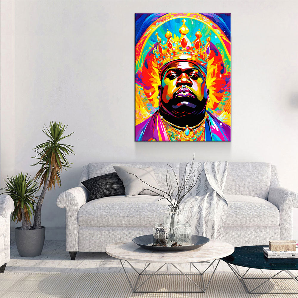 Notorious B.I.G. Canvas Wall Art, Abstract Biggie, Music Decor, Pop Decor - Royal Crown Pro