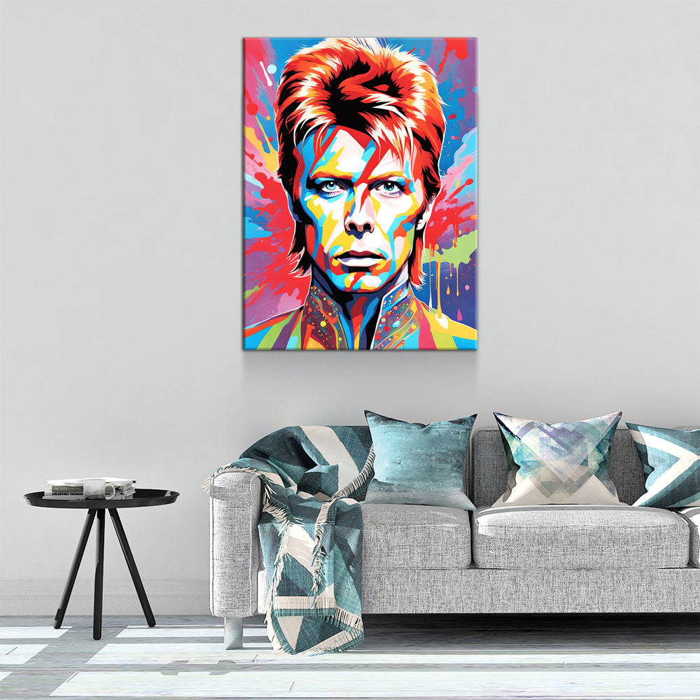 Bowie Canvas Wall Art, Abstract David Bowie Print - Royal Crown Pro
