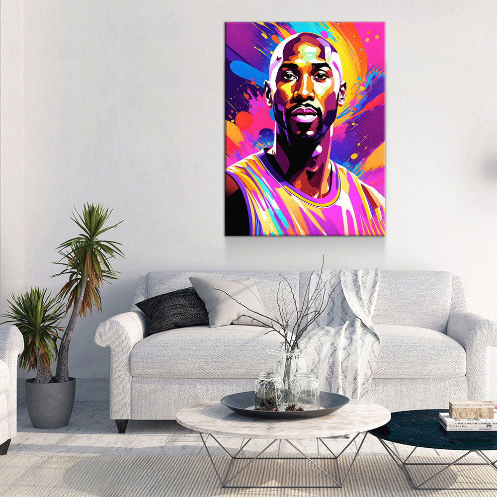 Abstract Kobe Canvas Wall Art, Colorful Kobe Print - Royal Crown Pro