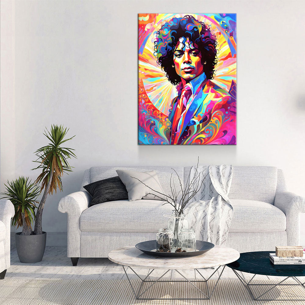 Abstract Michael Jackson Canvas Wall Art, Colorful Michael Jackson Print - Royal Crown Pro