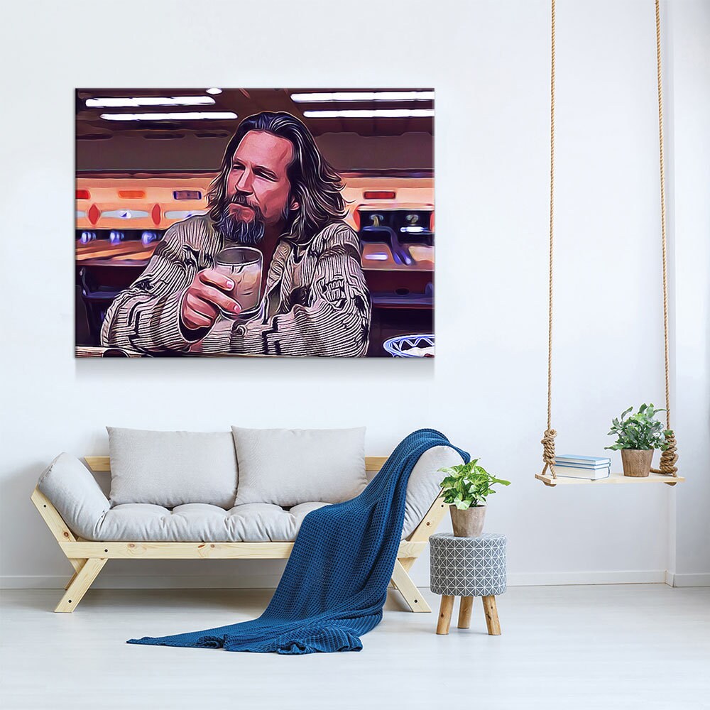 The Dude Canvas Wall Art, The Big Lebowski, The Dude Canvas Print, The Dude Lives On, Abstract Art, 1 Piece Wall Art Set - Royal Crown Pro