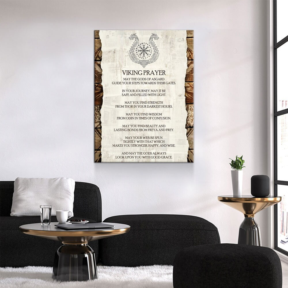 Viking Prayer Canvas Wall Art, Viking Warrior, Viking Decor, Nordic Wall Art, Nordic Quote, Strength From Thor - Royal Crown Pro