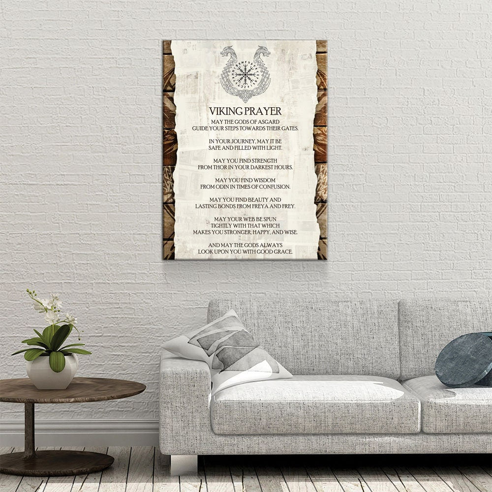 Viking Prayer Canvas Wall Art, Viking Warrior, Viking Decor, Nordic Wall Art, Nordic Quote, Strength From Thor - Royal Crown Pro