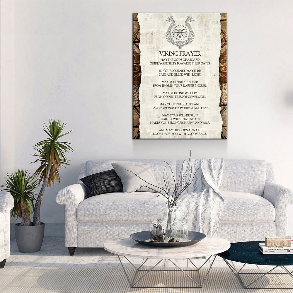Viking Prayer Canvas Wall Art, Viking Warrior, Viking Decor, Nordic Wall Art, Nordic Quote, Strength From Thor - Royal Crown Pro