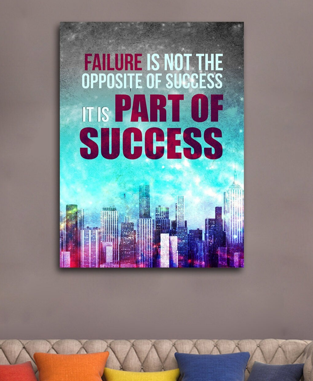 Failure Is Not The Opposite Of Success It Is A Part Of Success Canvas Wall Art, Motivational Decor, Office Decor, Success Quotes - Royal Crown Pro
