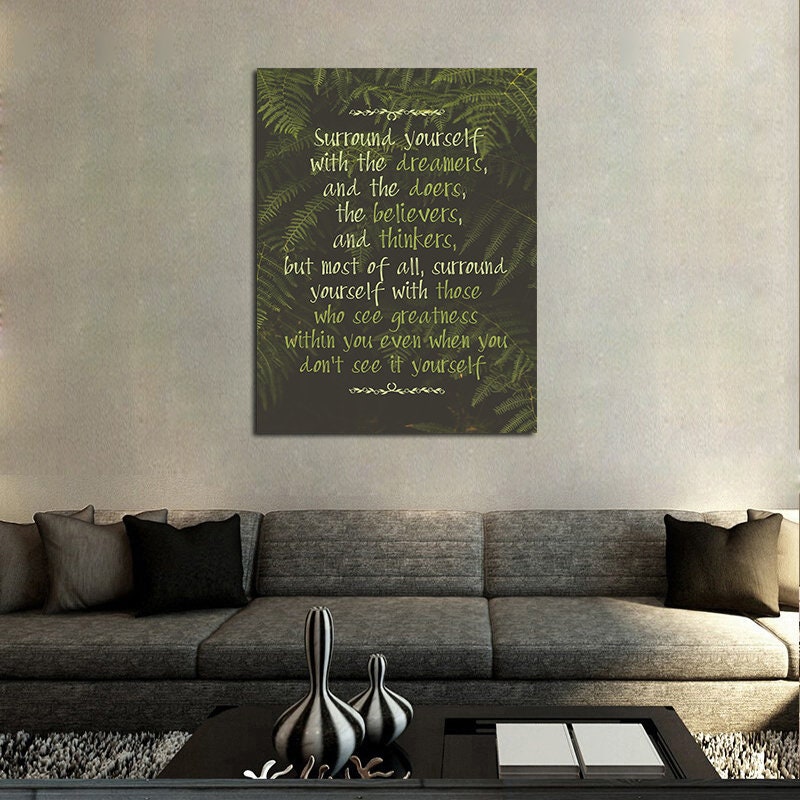 Surround Yourself With Dreamers And Doers And The Believers And Thinkers Canvas Wall Art, Motivational Decor, Office Decor, Success Quotes - Royal Crown Pro