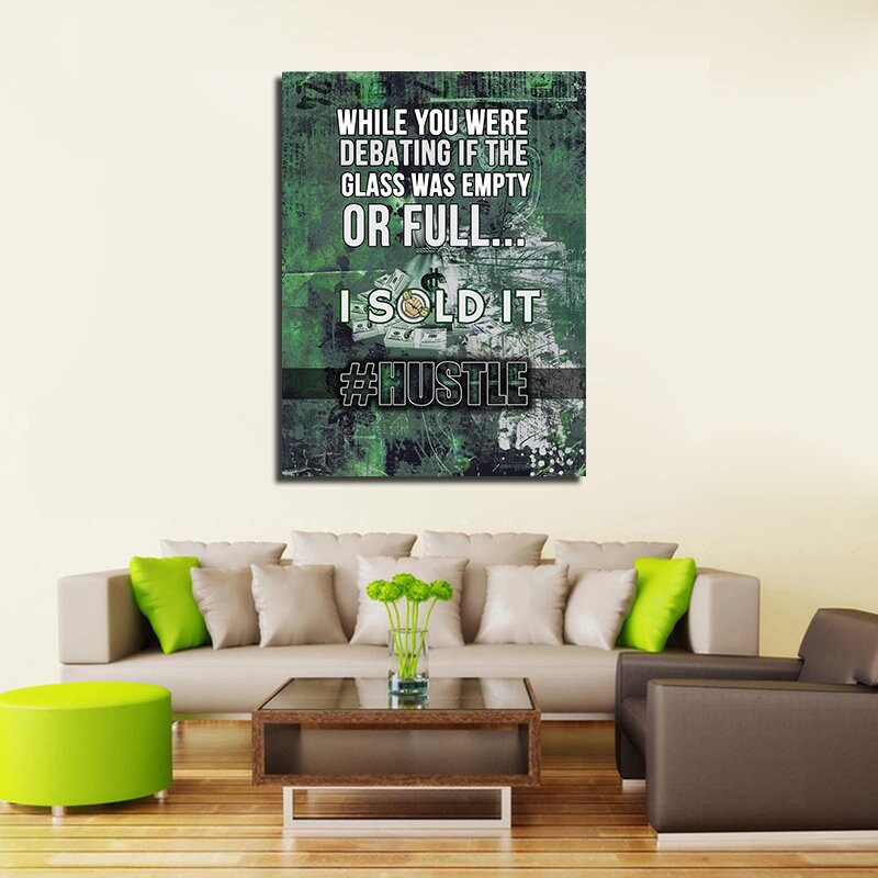 Glass Was Empty Or Full I Sold It Canvas Wall Art, Home Decor, Office Decor, Motivational Wall Decor, Success Quotes - Royal Crown Pro