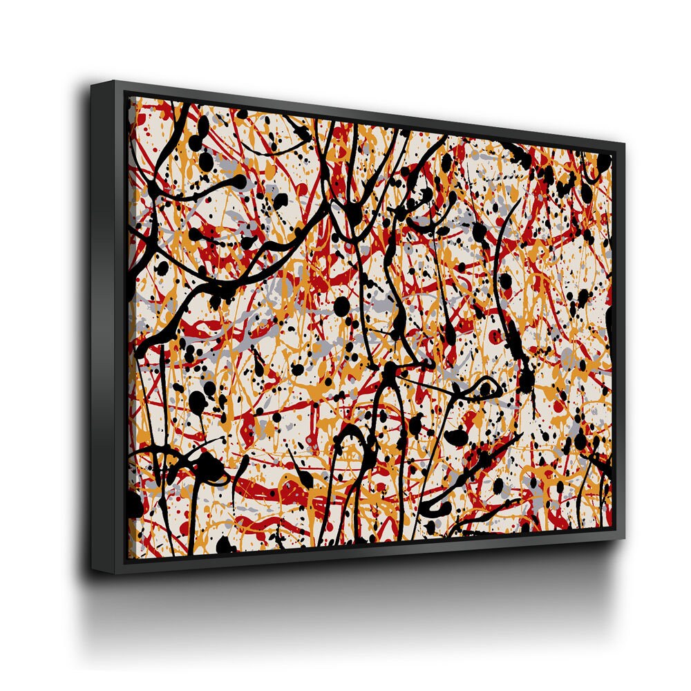 Abstract Paint Drip Canvas Wall Art, Jackson Pollock Style Art, Abstract Decor, Abstract Expressionism, Black Red Art - Royal Crown Pro