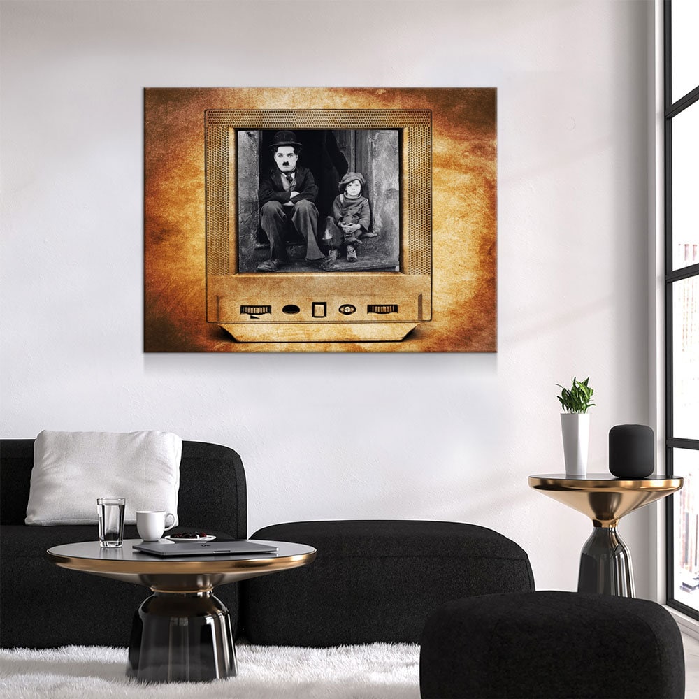 Charlie Chaplin Canvas Wall Art, Jackie Coogan, The Kid Vintage Style Canvas, 1921 Silent Comedy - Royal Crown Pro