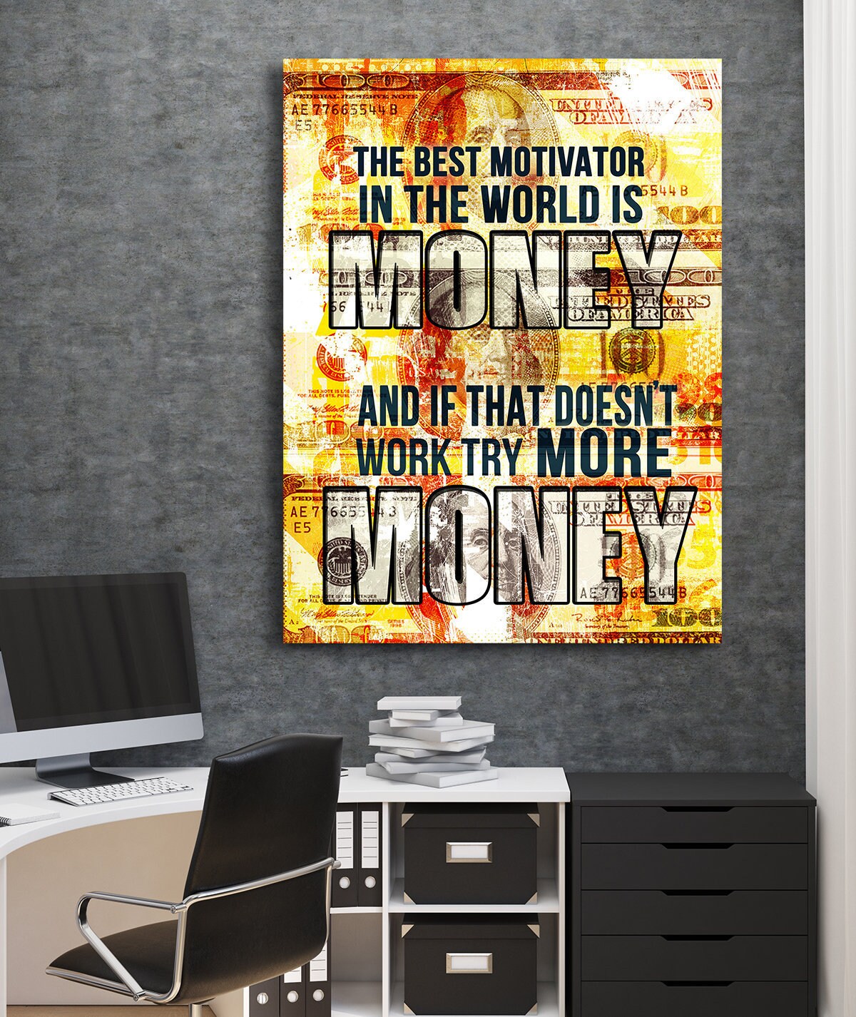 Try More Money Canvas Wall Art, Home Decor, Office Decor, Motivational Wall Decor, Office Wall Art, Office Wall Decor - Royal Crown Pro