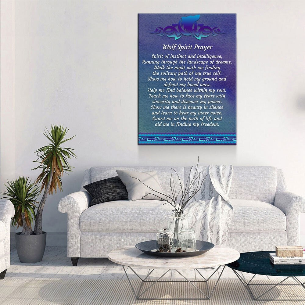 Wolf Spirit Prayer Canvas Wall Art, Wolf Decor, Wolf Prayer, Wolf Spirt, Native American Indian Decor, Spirit of instinct and intelligence - Royal Crown Pro