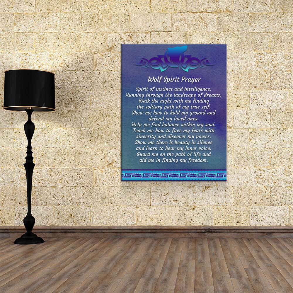 Wolf Spirit Prayer Canvas Wall Art, Wolf Decor, Wolf Prayer, Wolf Spirt, Native American Indian Decor, Spirit of instinct and intelligence - Royal Crown Pro