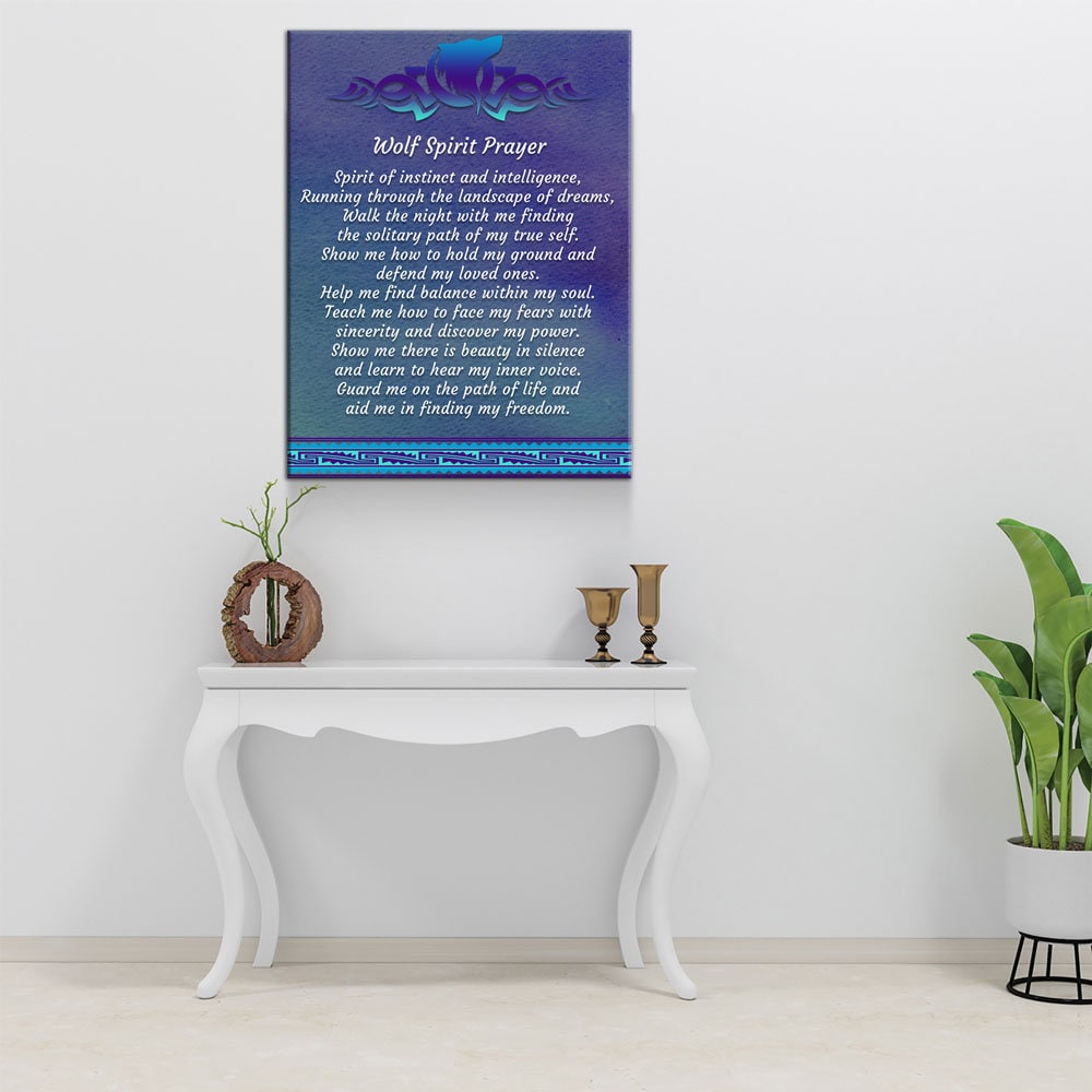 Wolf Spirit Prayer Canvas Wall Art, Wolf Decor, Wolf Prayer, Wolf Spirt, Native American Indian Decor, Spirit of instinct and intelligence - Royal Crown Pro
