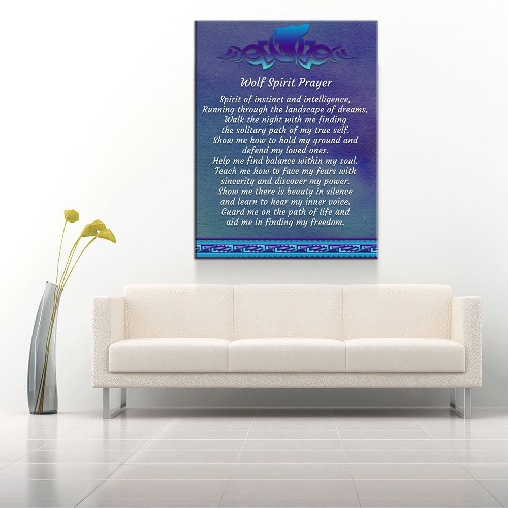 Wolf Spirit Prayer Canvas Wall Art, Wolf Decor, Wolf Prayer, Wolf Spirt, Native American Indian Decor, Spirit of instinct and intelligence - Royal Crown Pro