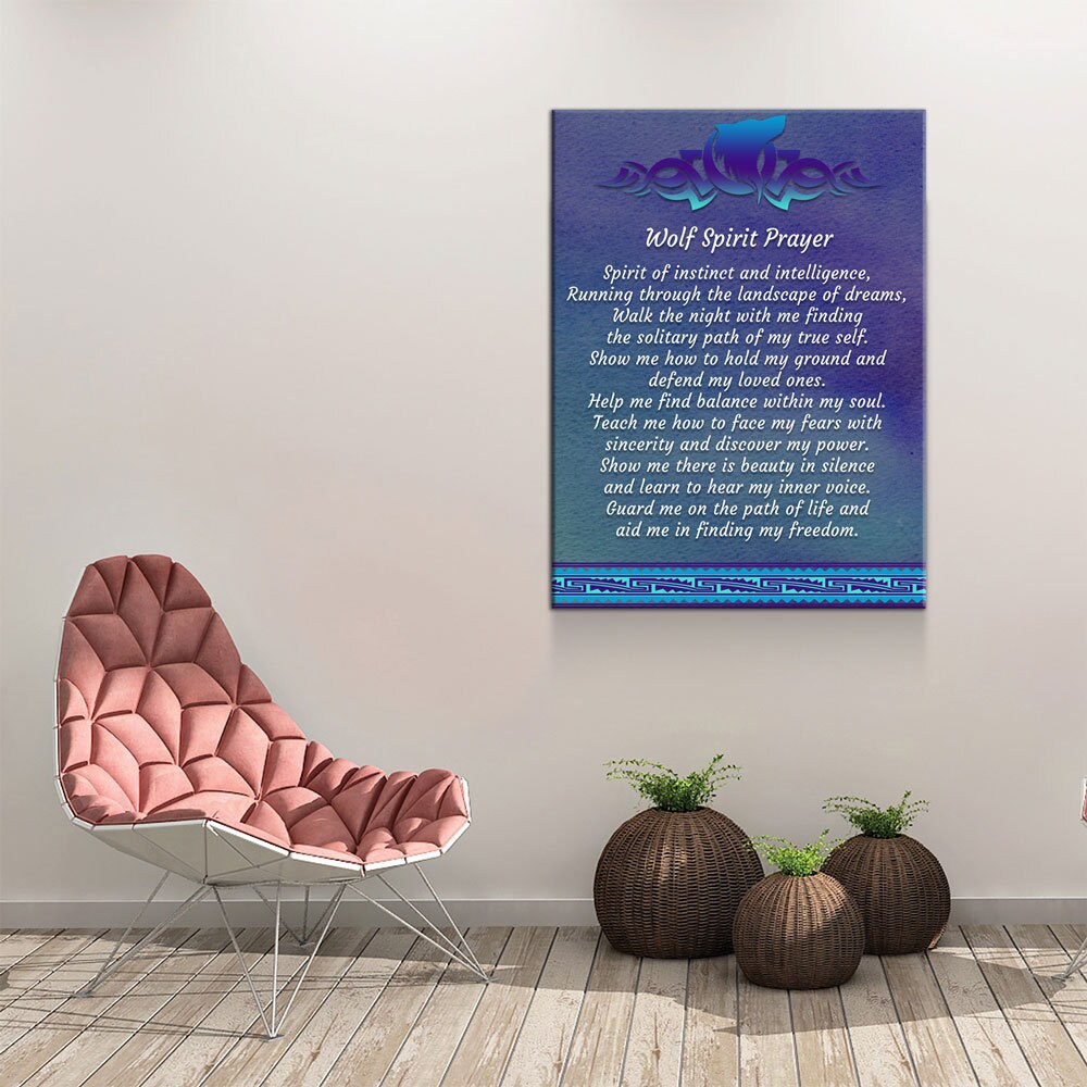 Wolf Spirit Prayer Canvas Wall Art, Wolf Decor, Wolf Prayer, Wolf Spirt, Native American Indian Decor, Spirit of instinct and intelligence - Royal Crown Pro