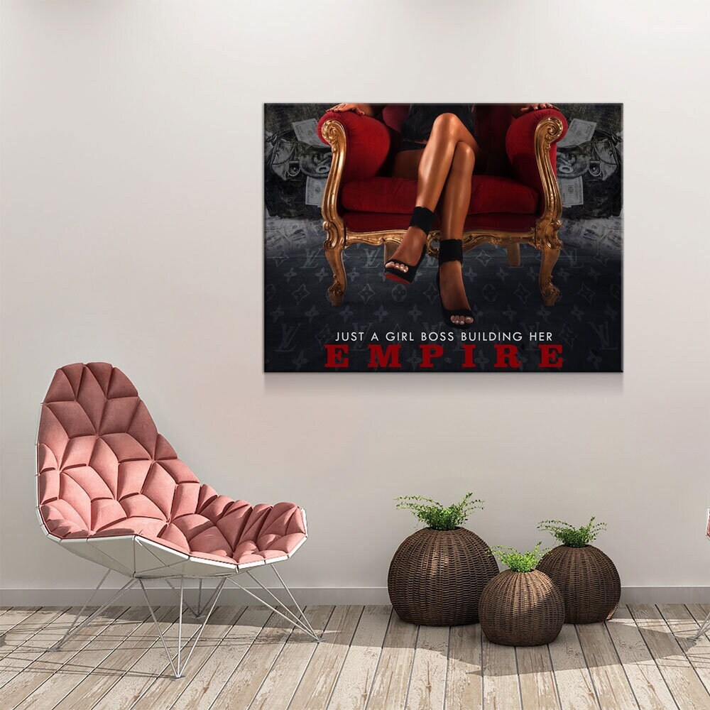 Girl Boss Building An Empire Canvas Wall Art, Just A Girl Boss Building Her Empire, Woman Empowerment, Woman Motivational Gift - Royal Crown Pro