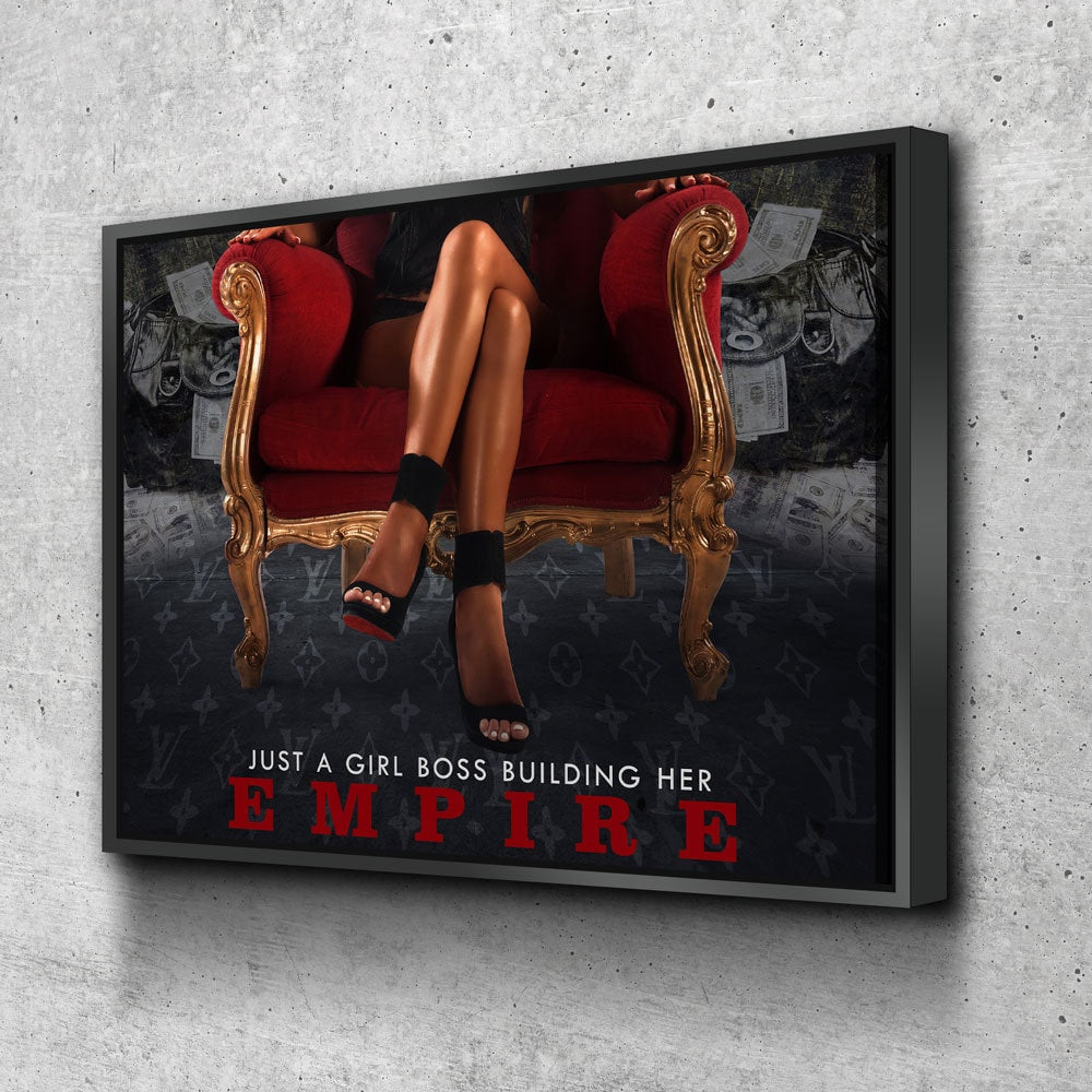 Girl Boss Building An Empire Canvas Wall Art, Just A Girl Boss Building Her Empire, Woman Empowerment, Woman Motivational Gift - Royal Crown Pro