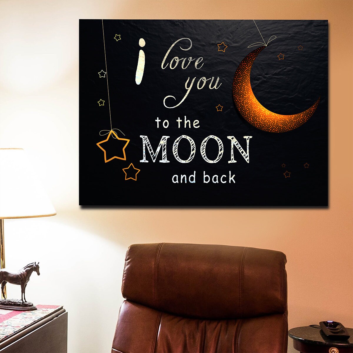 I Love You To The Moon And Back Canvas Wall Art, Bedroom Decor, Living Room Decor, Couples Decor, Wedding Gift - Royal Crown Pro