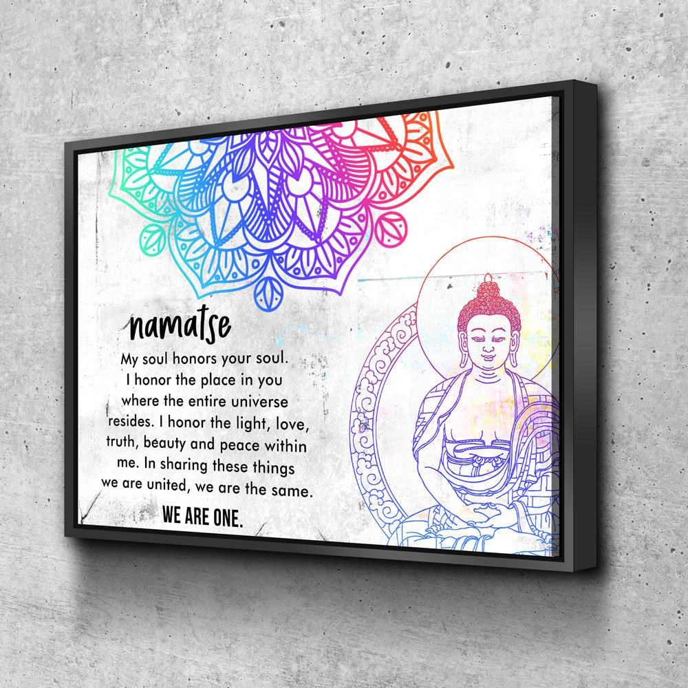 Namaste We Are One Canvas Wall Art, Yoga Decor, Inspirational Art, Massage Therapy Decor, Mind, Body Soul - Royal Crown Pro