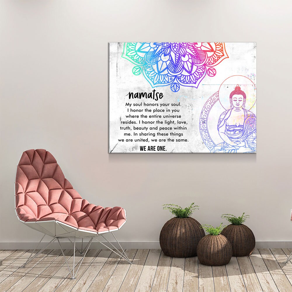 Namaste We Are One Canvas Wall Art, Yoga Decor, Inspirational Art, Massage Therapy Decor, Mind, Body Soul - Royal Crown Pro