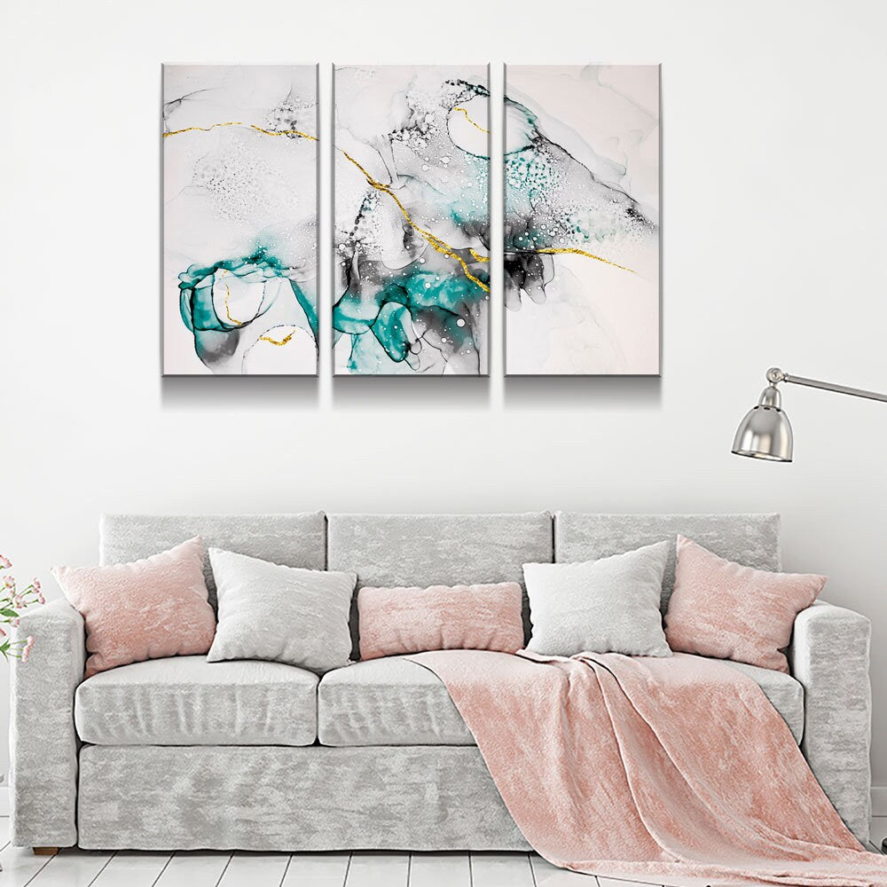 Contemporary Abstract Canvas Wall Art, Modern Art, Modern Wall Decor, Large Marble Art, Marble Canvas Print, Beautiful Abstract Art, Bright - Royal Crown Pro
