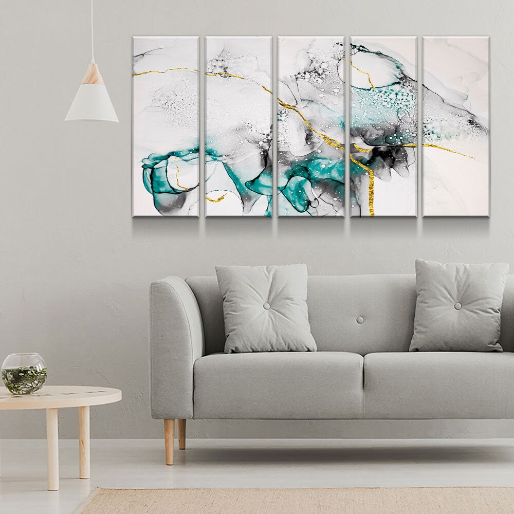 Contemporary Abstract Canvas Wall Art, Modern Art, Modern Wall Decor, Large Marble Art, Marble Canvas Print, Beautiful Abstract Art, Bright - Royal Crown Pro