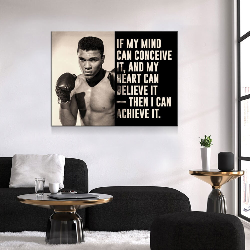 If My Mind Can Conceive It, Then I Can Achieve It Canvas Wall Art, Ali, Motivation Decor, Inspiration Decor, Muhammad Ali, Boxing Wall Art - Royal Crown Pro