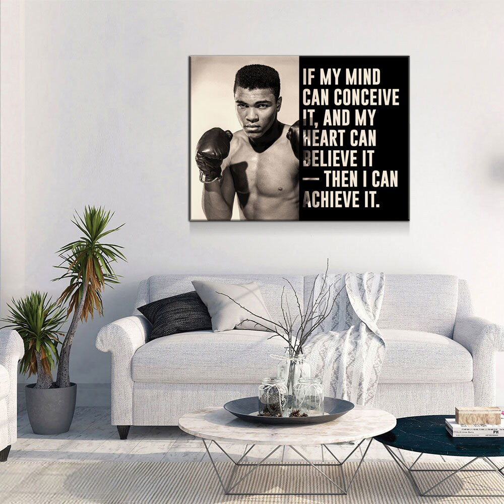 If My Mind Can Conceive It, Then I Can Achieve It Canvas Wall Art, Ali, Motivation Decor, Inspiration Decor, Muhammad Ali, Boxing Wall Art - Royal Crown Pro