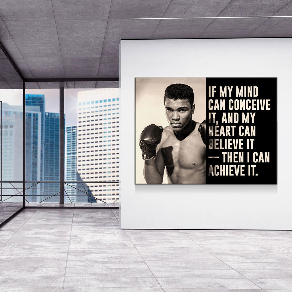 If My Mind Can Conceive It, Then I Can Achieve It Canvas Wall Art, Ali, Motivation Decor, Inspiration Decor, Muhammad Ali, Boxing Wall Art - Royal Crown Pro