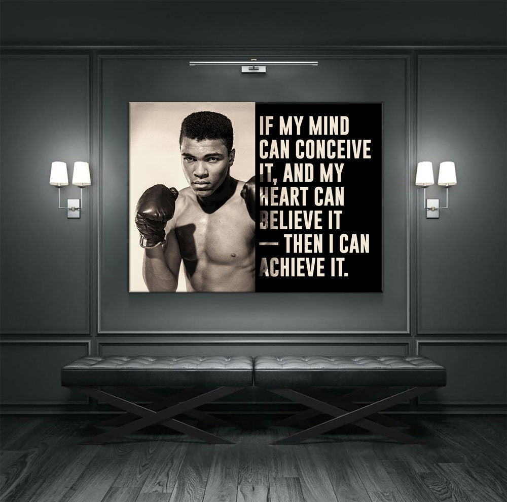 If My Mind Can Conceive It, Then I Can Achieve It Canvas Wall Art, Ali, Motivation Decor, Inspiration Decor, Muhammad Ali, Boxing Wall Art - Royal Crown Pro