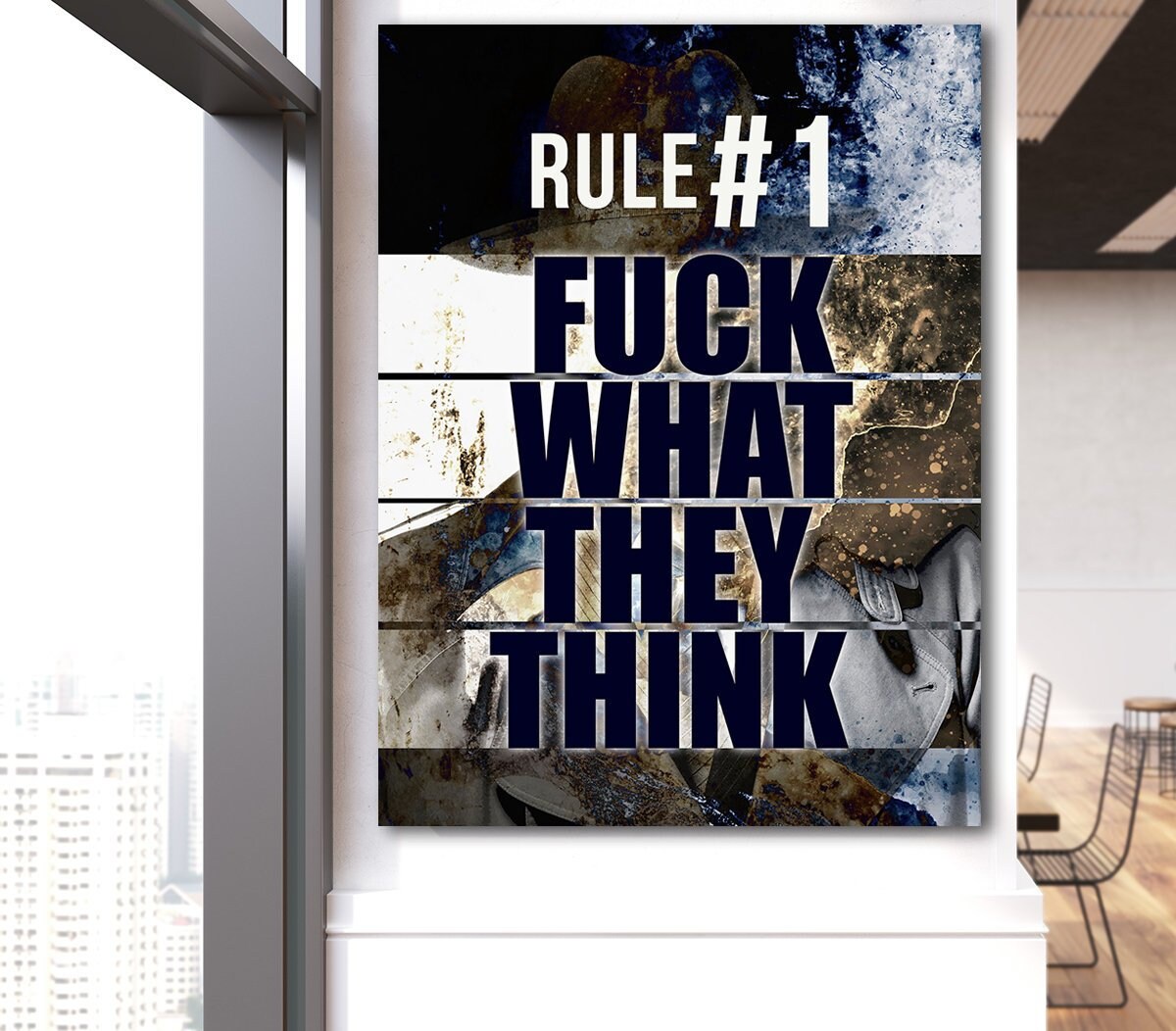 Rule #1 F*Ck What They Think Canvas Wall Art, Motivational Decor - Royal Crown Pro