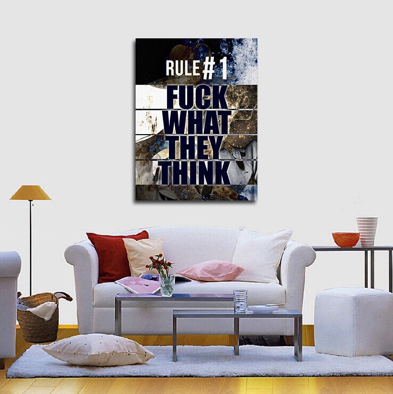 Rule #1 F*Ck What They Think Canvas Wall Art, Motivational Decor - Royal Crown Pro