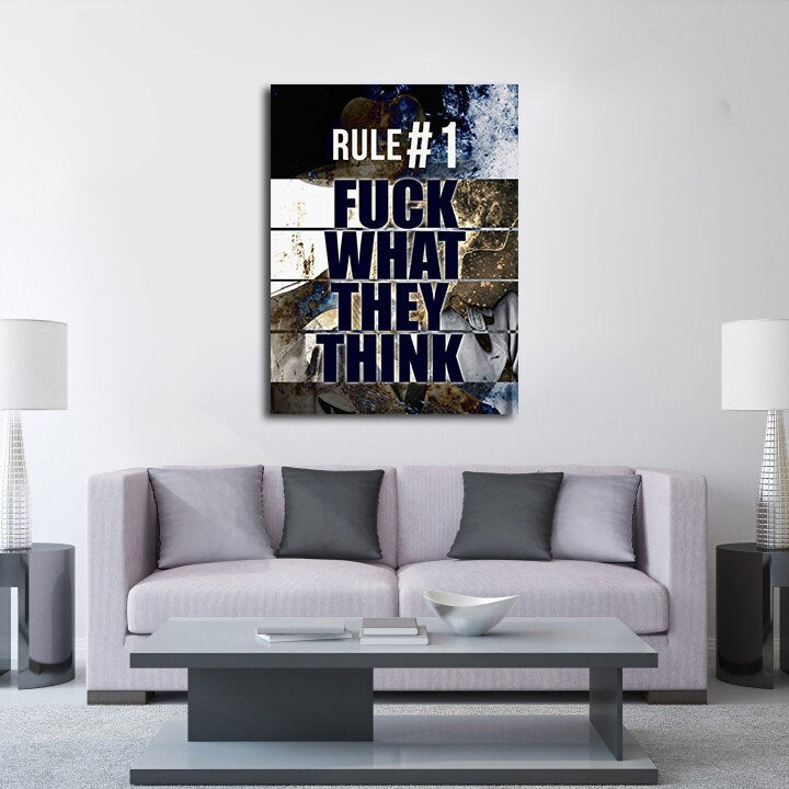 Rule #1 F*Ck What They Think Canvas Wall Art, Motivational Decor - Royal Crown Pro