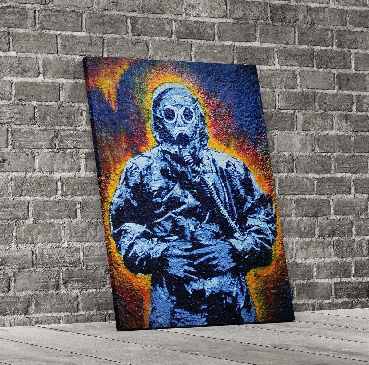 Apocalypse Abstract Canvas Wall Art, Abstract Artwork, Bristol Street Art, Graffiti Art Canvas, Gas Mask Art - Royal Crown Pro