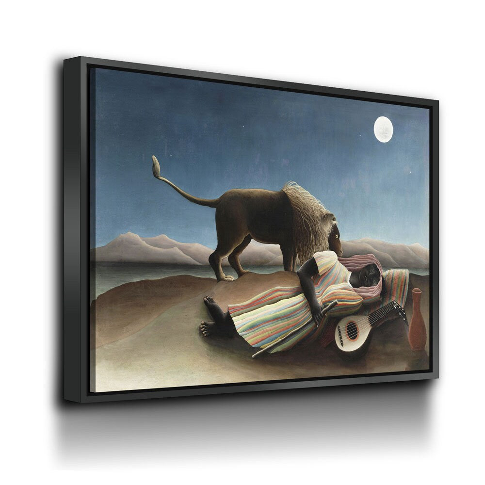 The Sleeping Gypsy Canvas Wall Art, Henri Rousseau Art, 1897 Famous Painting, La Bohémienne endormie, French Naïve artist - Royal Crown Pro