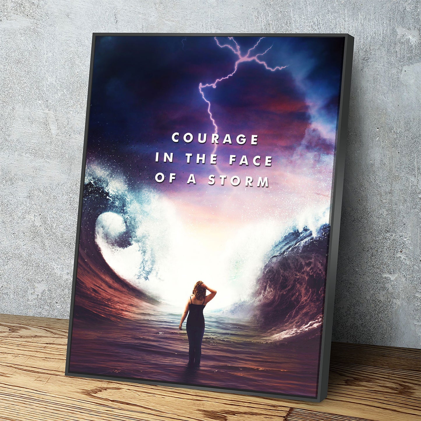 Courage In The Face Of A Storm Canvas Wall Art, Motivational Decor - Royal Crown Pro