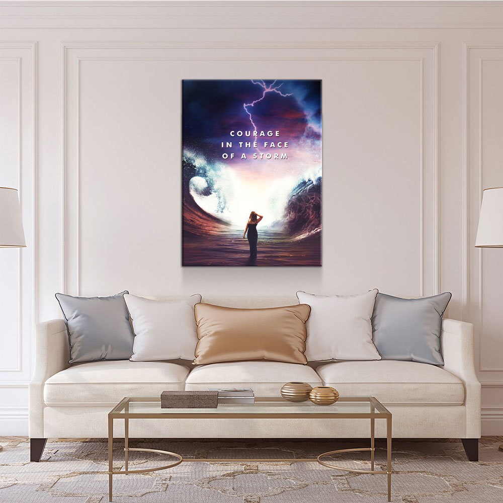 Courage In The Face Of A Storm Canvas Wall Art, Motivational Decor - Royal Crown Pro