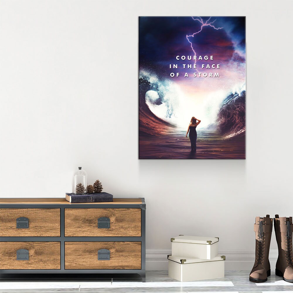Courage In The Face Of A Storm Canvas Wall Art, Motivational Decor - Royal Crown Pro