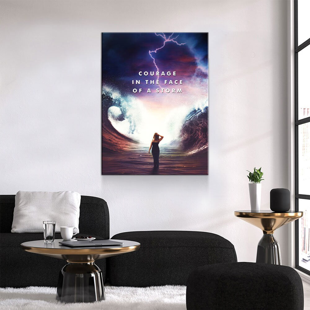Courage In The Face Of A Storm Canvas Wall Art, Motivational Decor - Royal Crown Pro